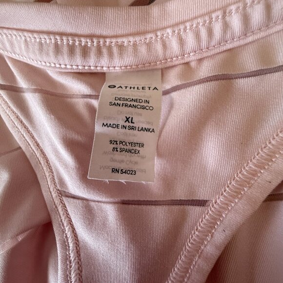 Women's XL Athleta Stripe Mesh Chi Tank Light Pink Racer Back - Picture 7 of 9